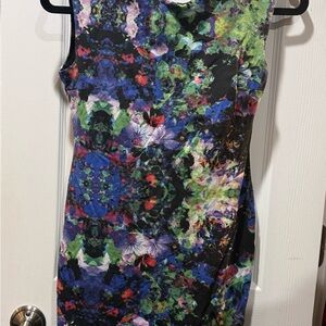 H&M Multicolor Floral Print Midi Dress - Black Base
